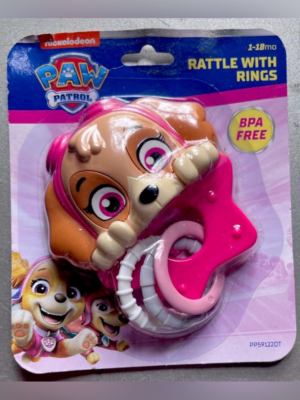 Nickelodeon PAW Patrol Skye Rattle With Rings BPA Free Baby Toy 1-18 Months